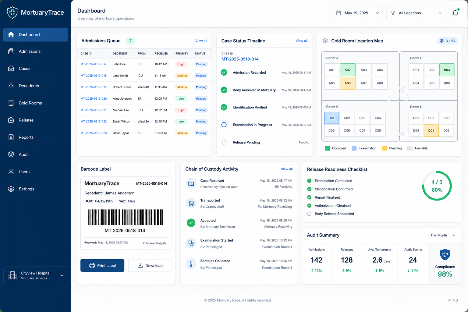 MortuaryTrace product preview